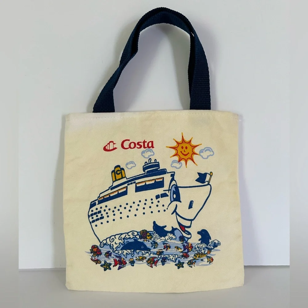 🦋 5/$25 - Vintage Costa Mini Canvas Cruise Small Tote Bag